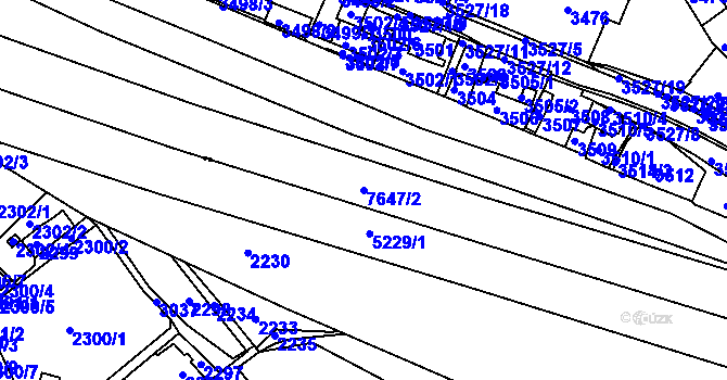 Parcela st. 7647/2 v KÚ Frýdek, Katastrální mapa