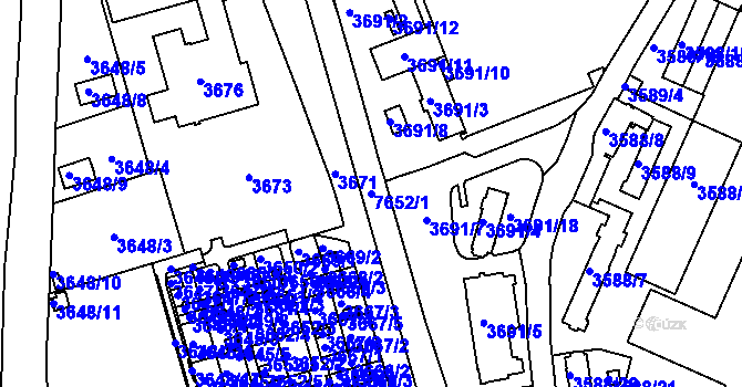 Parcela st. 7652/1 v KÚ Frýdek, Katastrální mapa