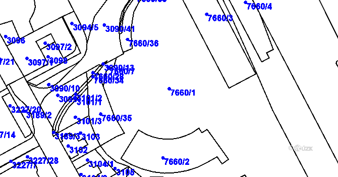 Parcela st. 7660/1 v KÚ Frýdek, Katastrální mapa