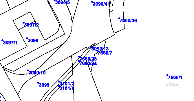 Parcela st. 7660/7 v KÚ Frýdek, Katastrální mapa