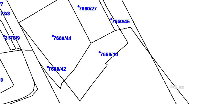 Parcela st. 7660/10 v KÚ Frýdek, Katastrální mapa