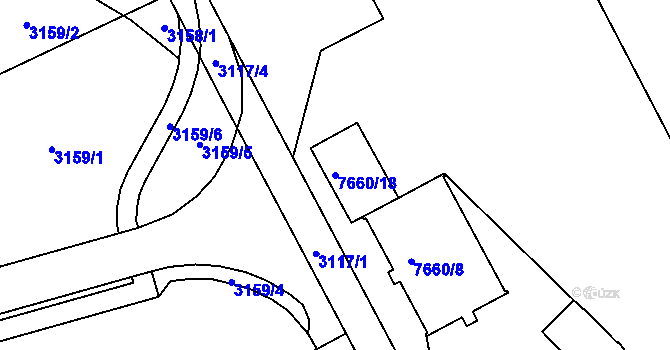 Parcela st. 7660/18 v KÚ Frýdek, Katastrální mapa