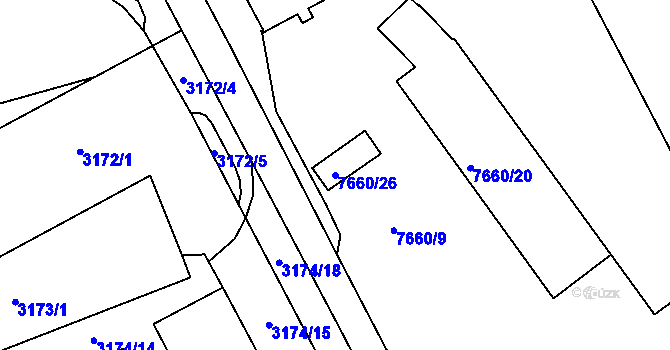 Parcela st. 7660/26 v KÚ Frýdek, Katastrální mapa