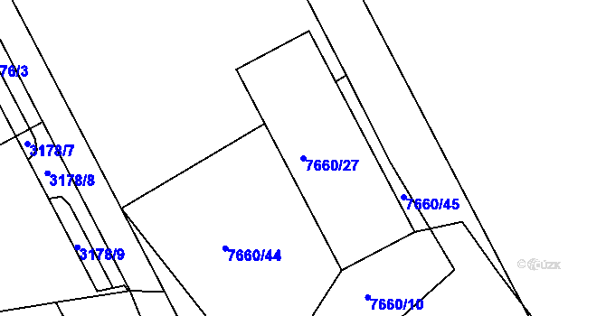 Parcela st. 7660/27 v KÚ Frýdek, Katastrální mapa