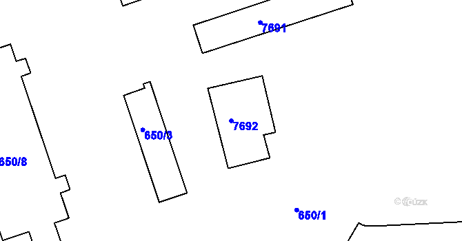 Parcela st. 7692 v KÚ Frýdek, Katastrální mapa
