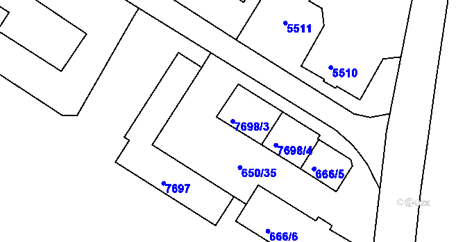 Parcela st. 7698/3 v KÚ Frýdek, Katastrální mapa