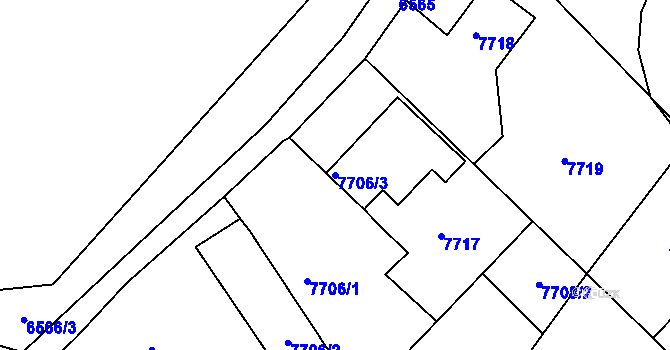 Parcela st. 7706/3 v KÚ Frýdek, Katastrální mapa