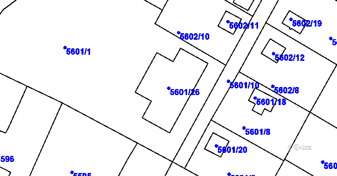 Parcela st. 5601/26 v KÚ Frýdek, Katastrální mapa