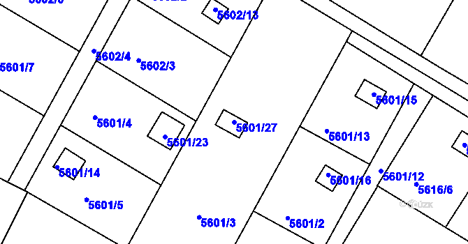 Parcela st. 5601/27 v KÚ Frýdek, Katastrální mapa