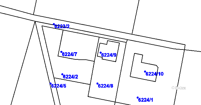 Parcela st. 6224/9 v KÚ Frýdek, Katastrální mapa