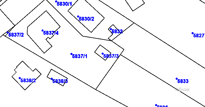 Parcela st. 5837/3 v KÚ Frýdek, Katastrální mapa