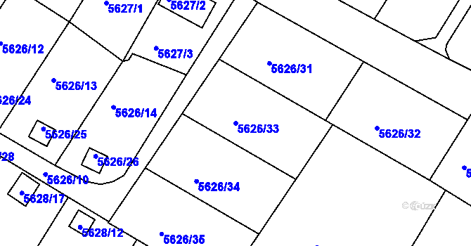 Parcela st. 5626/33 v KÚ Frýdek, Katastrální mapa