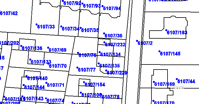 Parcela st. 6107/134 v KÚ Frýdek, Katastrální mapa