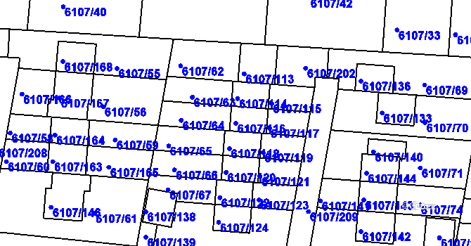 Parcela st. 6107/116 v KÚ Frýdek, Katastrální mapa