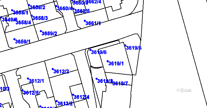 Parcela st. 3619/1 v KÚ Frýdek, Katastrální mapa