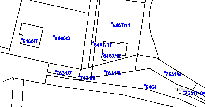 Parcela st. 6467/16 v KÚ Frýdek, Katastrální mapa