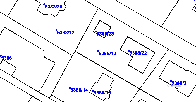 Parcela st. 5388/13 v KÚ Frýdek, Katastrální mapa