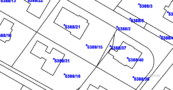 Parcela st. 5388/15 v KÚ Frýdek, Katastrální mapa