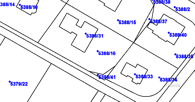 Parcela st. 5388/16 v KÚ Frýdek, Katastrální mapa