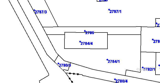 Parcela st. 2784/4 v KÚ Frýdek, Katastrální mapa