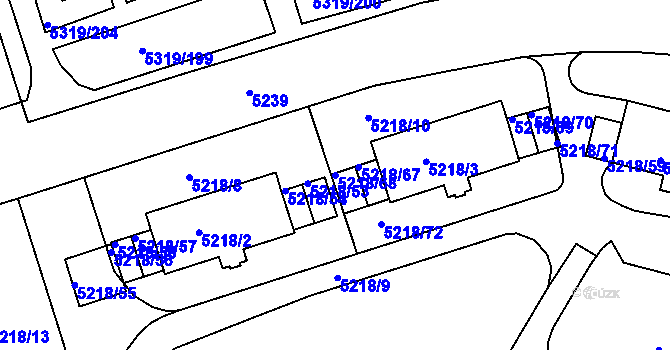Parcela st. 5218/68 v KÚ Frýdek, Katastrální mapa
