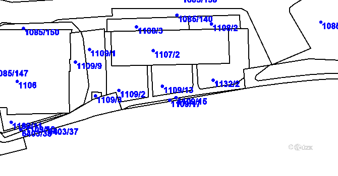Parcela st. 1109/16 v KÚ Frýdek, Katastrální mapa