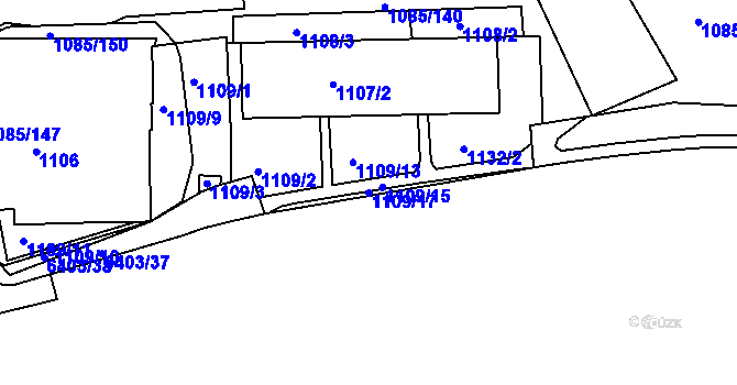Parcela st. 1109/17 v KÚ Frýdek, Katastrální mapa