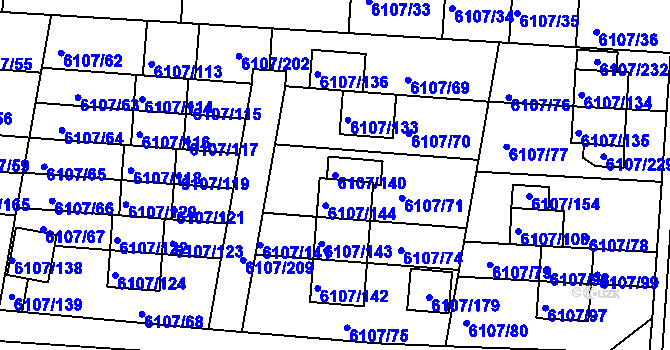 Parcela st. 6107/140 v KÚ Frýdek, Katastrální mapa