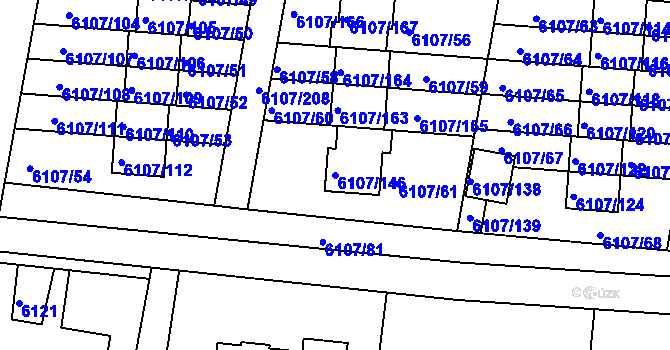 Parcela st. 6107/146 v KÚ Frýdek, Katastrální mapa