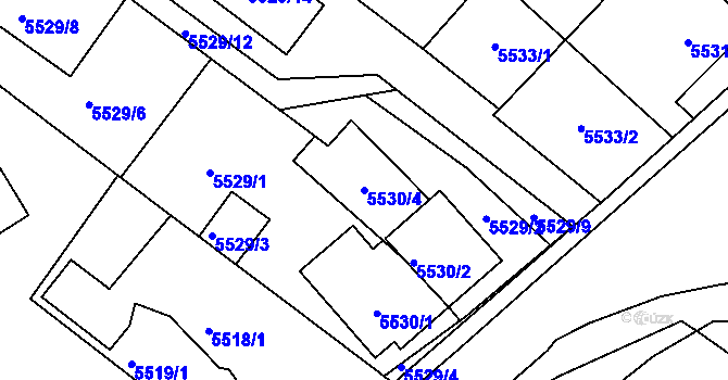 Parcela st. 5530/4 v KÚ Frýdek, Katastrální mapa