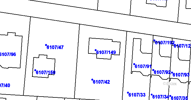 Parcela st. 6107/149 v KÚ Frýdek, Katastrální mapa