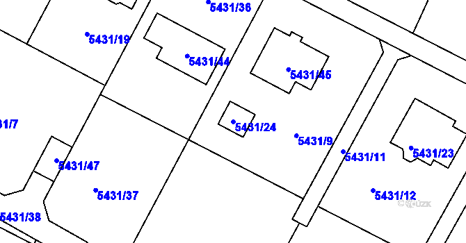 Parcela st. 5431/24 v KÚ Frýdek, Katastrální mapa
