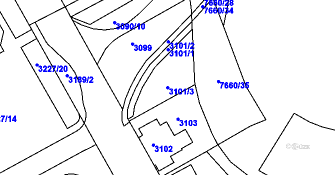 Parcela st. 3101/3 v KÚ Frýdek, Katastrální mapa