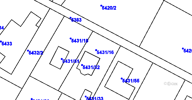Parcela st. 5431/16 v KÚ Frýdek, Katastrální mapa
