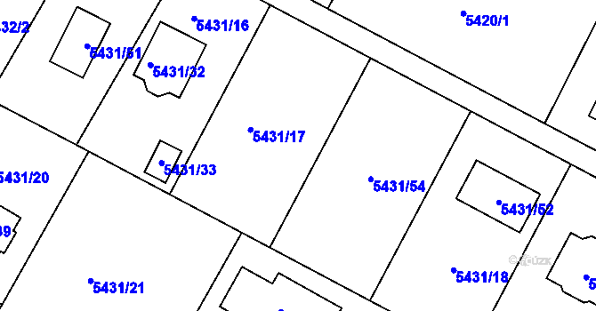 Parcela st. 5431/17 v KÚ Frýdek, Katastrální mapa