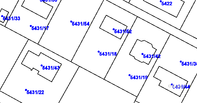 Parcela st. 5431/18 v KÚ Frýdek, Katastrální mapa