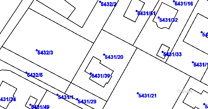 Parcela st. 5431/20 v KÚ Frýdek, Katastrální mapa