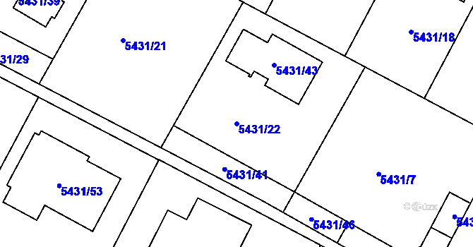 Parcela st. 5431/22 v KÚ Frýdek, Katastrální mapa