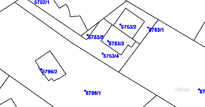 Parcela st. 5753/4 v KÚ Frýdek, Katastrální mapa