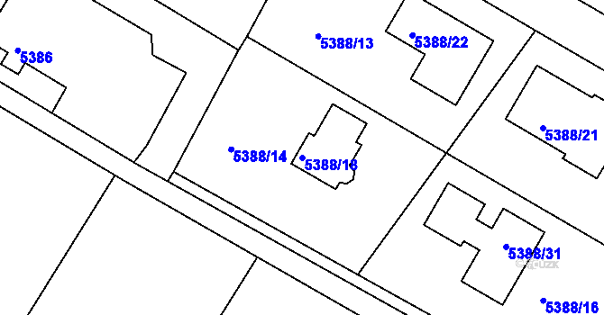 Parcela st. 5388/18 v KÚ Frýdek, Katastrální mapa