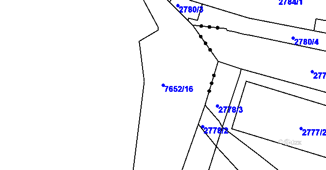 Parcela st. 7652/16 v KÚ Frýdek, Katastrální mapa