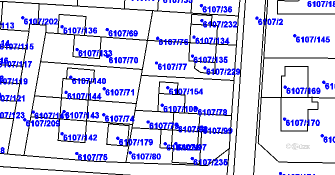 Parcela st. 6107/154 v KÚ Frýdek, Katastrální mapa