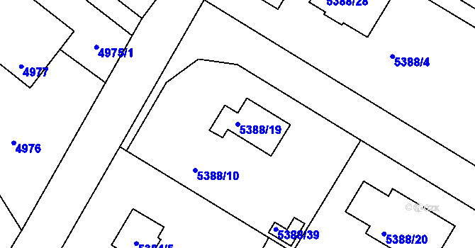 Parcela st. 5388/19 v KÚ Frýdek, Katastrální mapa