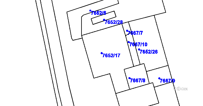 Parcela st. 7652/17 v KÚ Frýdek, Katastrální mapa
