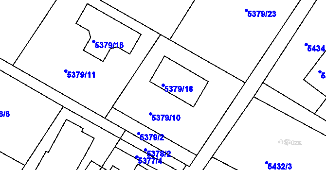 Parcela st. 5379/18 v KÚ Frýdek, Katastrální mapa
