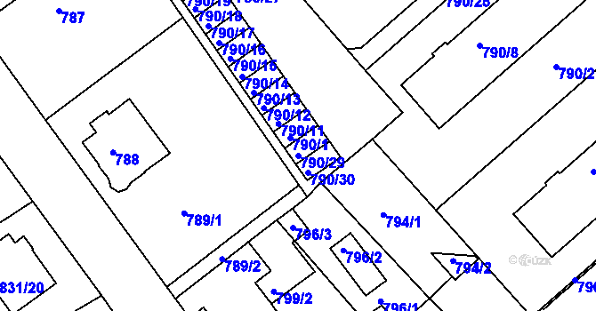 Parcela st. 790/29 v KÚ Frýdek, Katastrální mapa