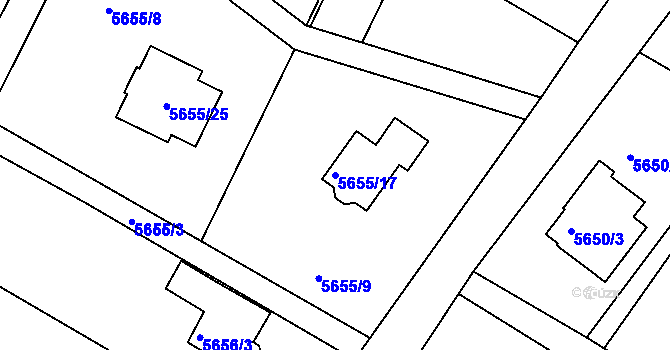 Parcela st. 5655/17 v KÚ Frýdek, Katastrální mapa