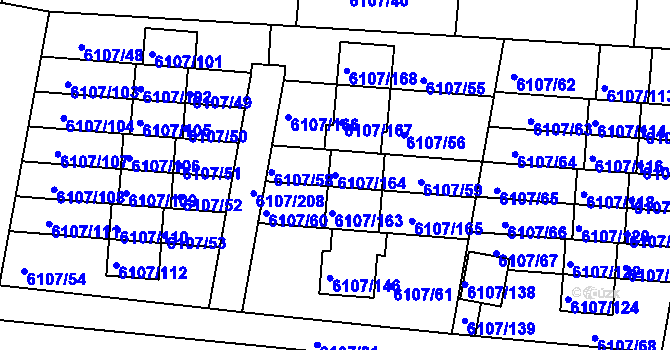 Parcela st. 6107/164 v KÚ Frýdek, Katastrální mapa