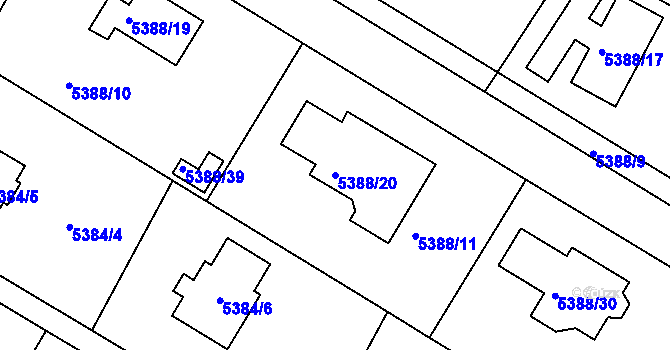 Parcela st. 5388/20 v KÚ Frýdek, Katastrální mapa