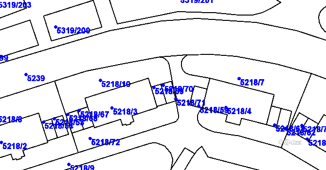 Parcela st. 5218/70 v KÚ Frýdek, Katastrální mapa